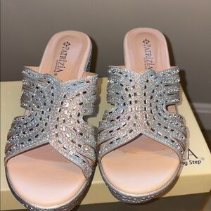 Patrizia Librada Women's Silver Embellished Sandals Size 38